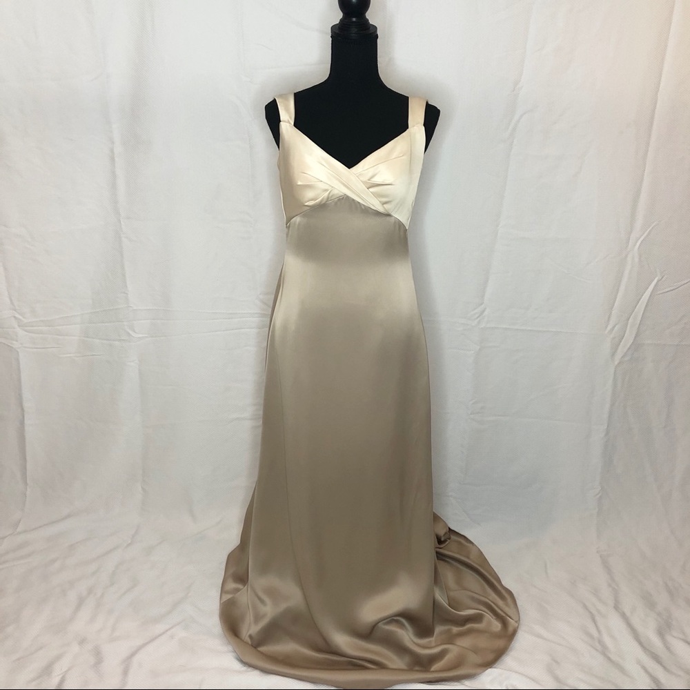 Taupe Open Back Satin Gown